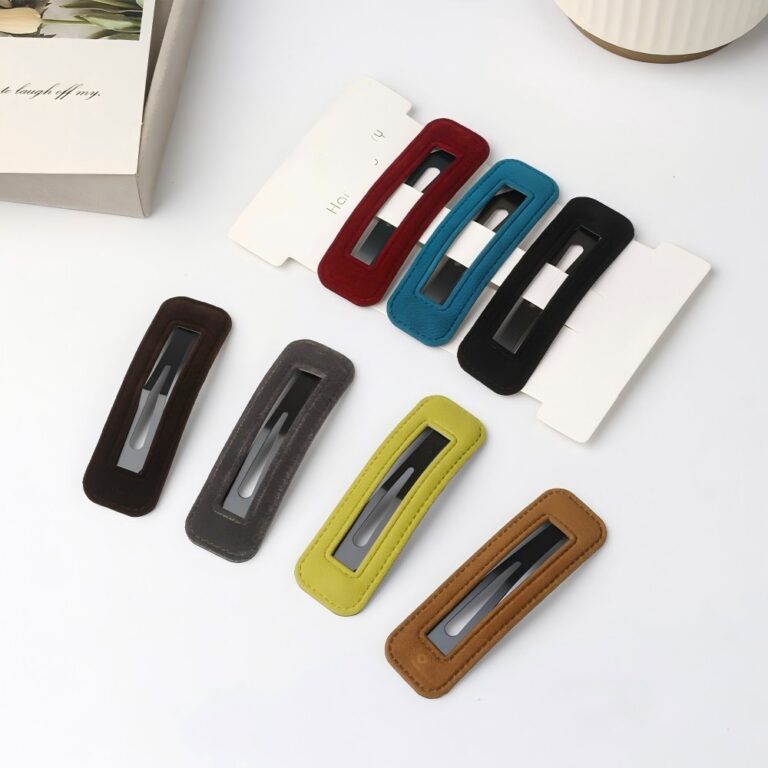 BB Clip New Style Bangs/Thin Hair BB Clip, Leather Square Makeup Snap Clip, Hair Accessories for Women, Side Simple Edge Clip, Hair Clasp